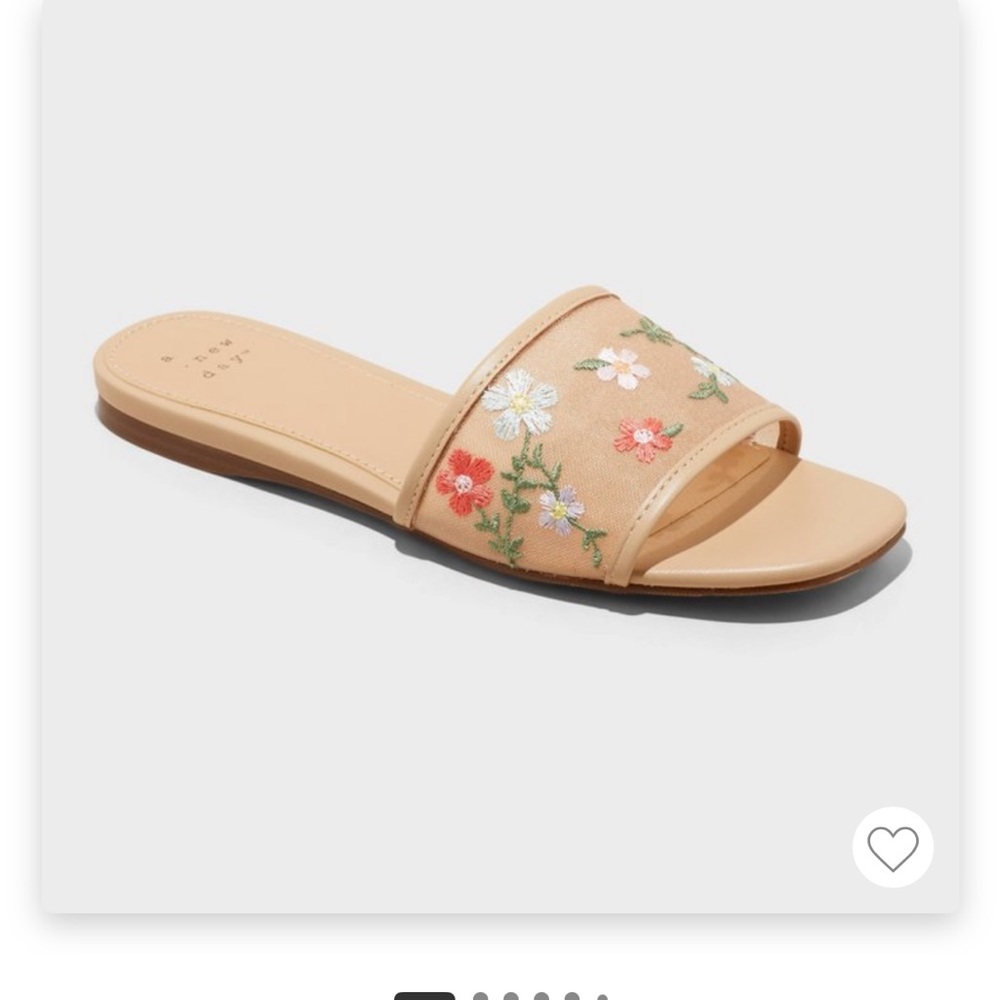 A New Day Embriodered Mesh Slide Sandals